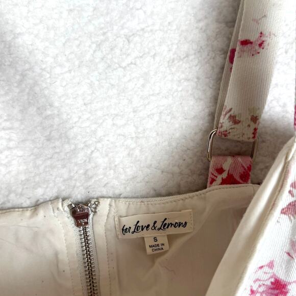 For Love & Lemons Weston Denim Floral Pink Mini Dress Small - Picture 5 of 7